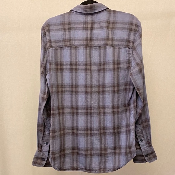 PAIGE Everett Flannel Shirt Men’s Size Med Windmill Blue Plaid Button Front - Picture 6 of 11